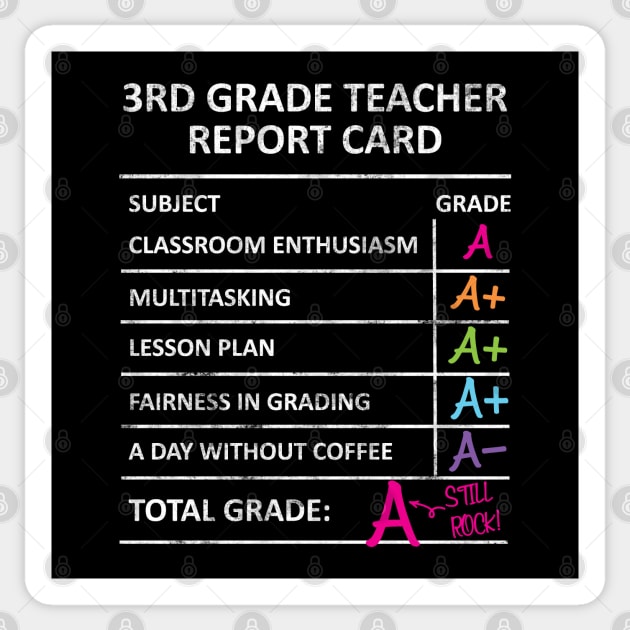 Funny 3rd Third Grade Teacher Report Card Back to School Sticker by HCMGift